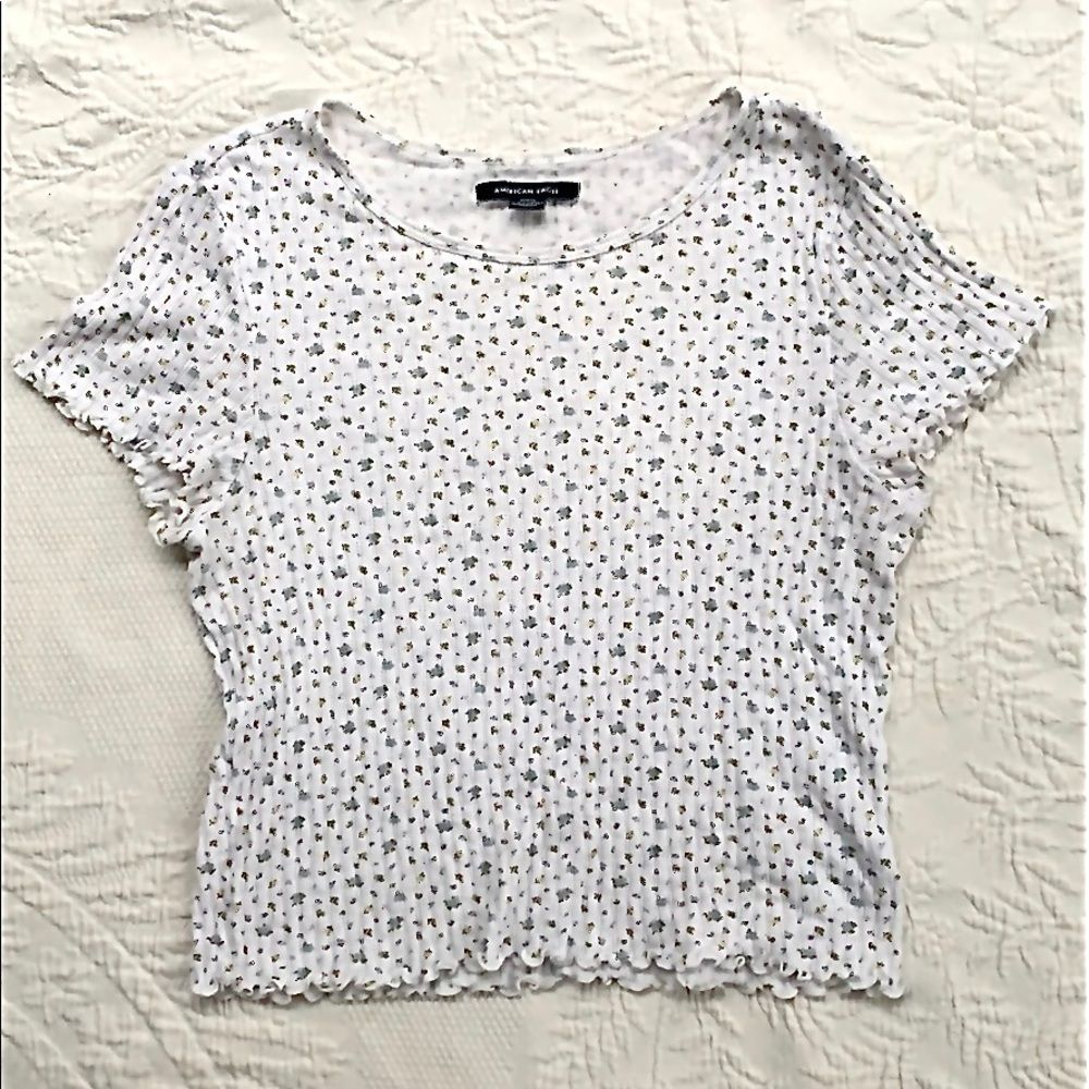 AMERICAN EAGLE OUTFITTERS • Size Small Floral Top • Ripple Crop Top •